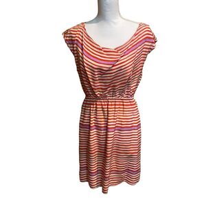 Broadway & Broome 100%‎ Silk Gallery Stripe Casual Dress Size 6 Red